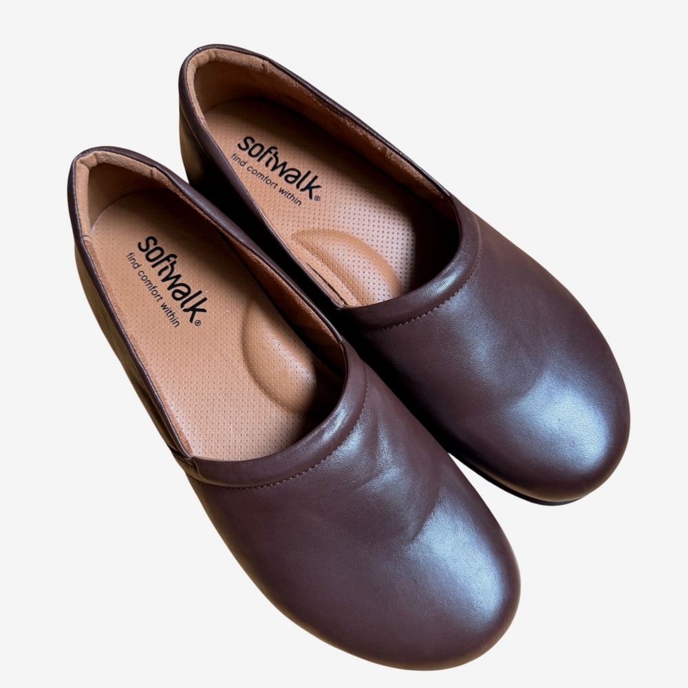 SoftWalk Meredith Sport Brown Leather Clogs Women 12 W S2316-210 Professional